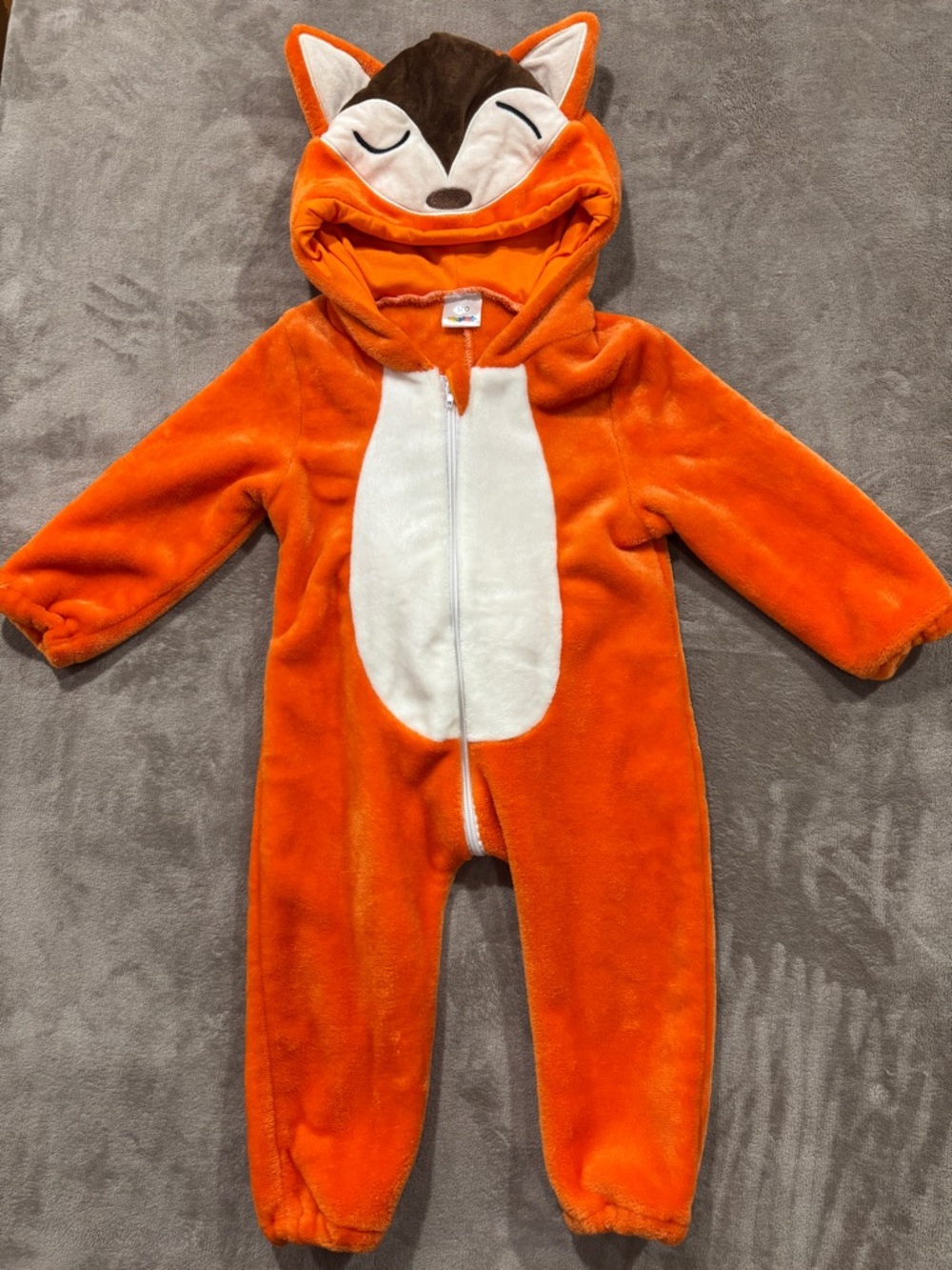 Orange Fox Hooded Baby One-Piece Footie